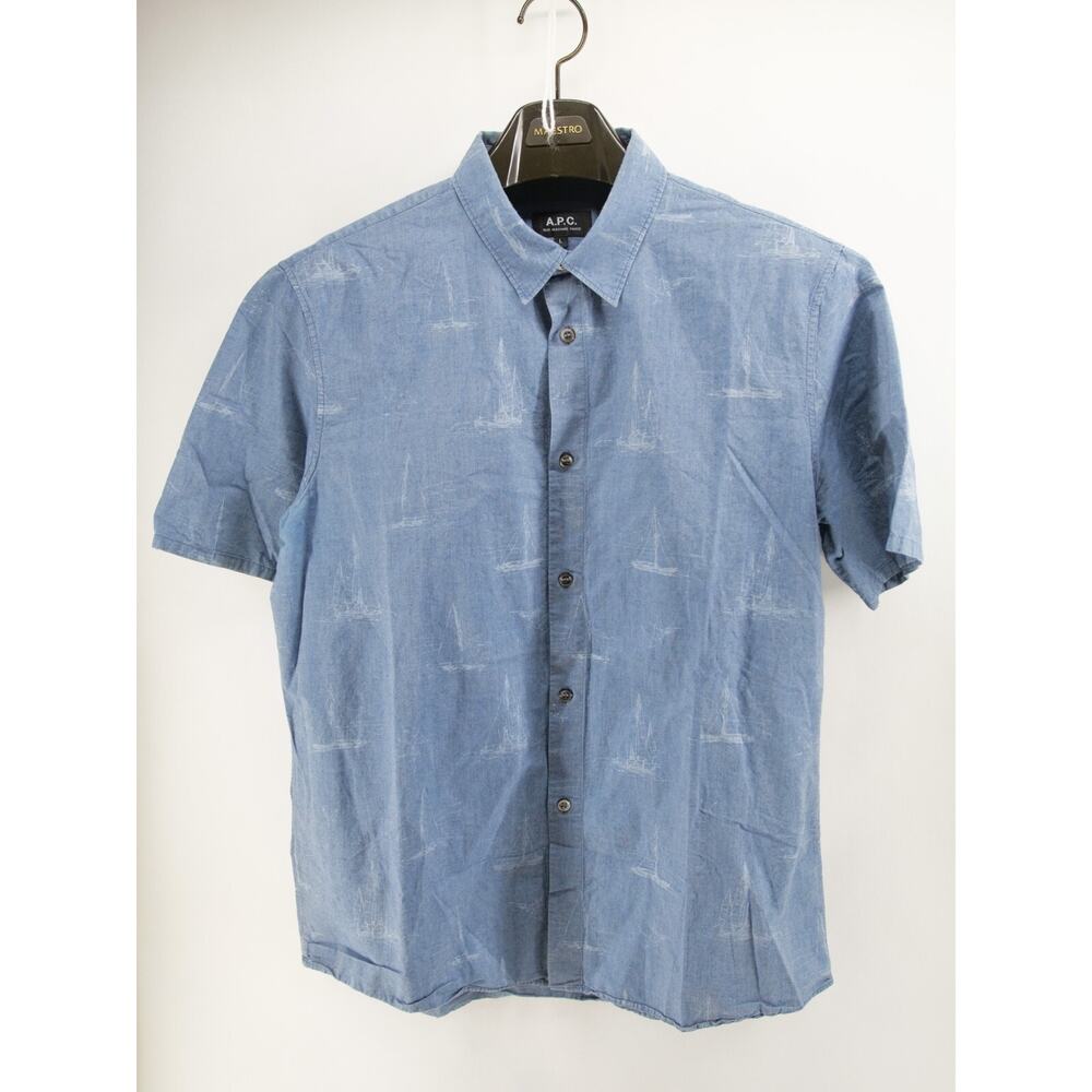 APC CHAMBRAY SAILBOAT‎ Prints all over Short Sleeve Button up Large